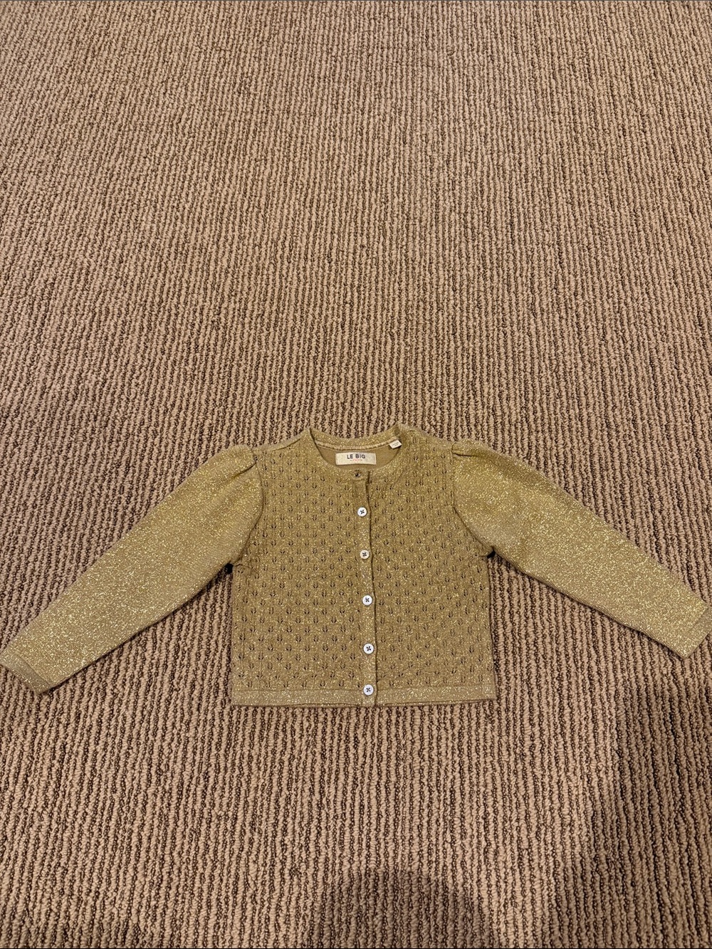Girls' Shimmery Gold Knit Cardigan Jacket -